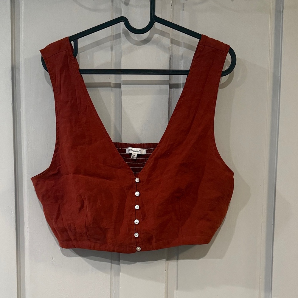 Madewell Deep Rust-Colored Sleeveless Crop Top